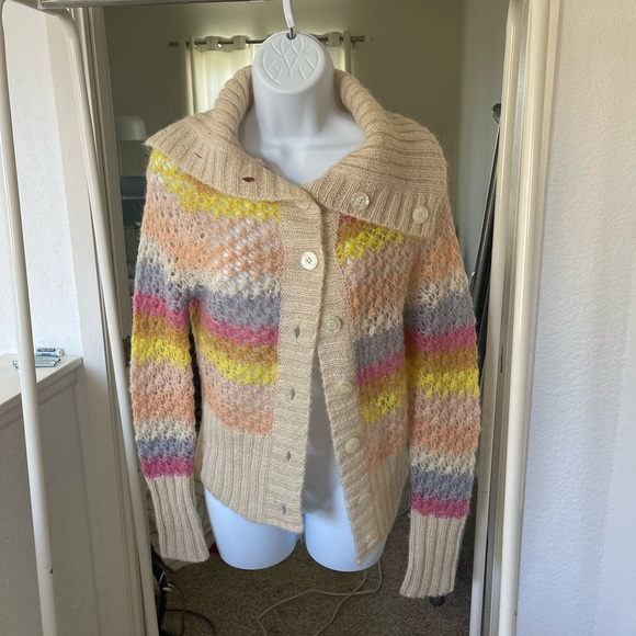 Free People Sweaters - *SOLD ON EBAY* Free people rainbow  acrylic cardigan sweater preowned
